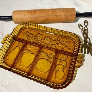 Amber Indiana Glass Divided Serving Tray